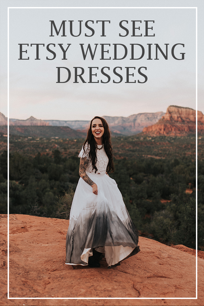 must see etsy wedding dresses, bride twirling in Sedona
