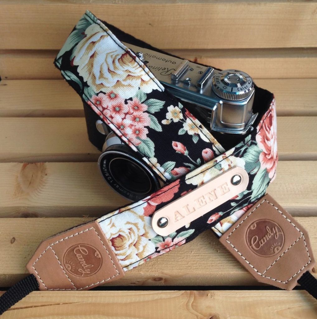 custom floral print camera strap